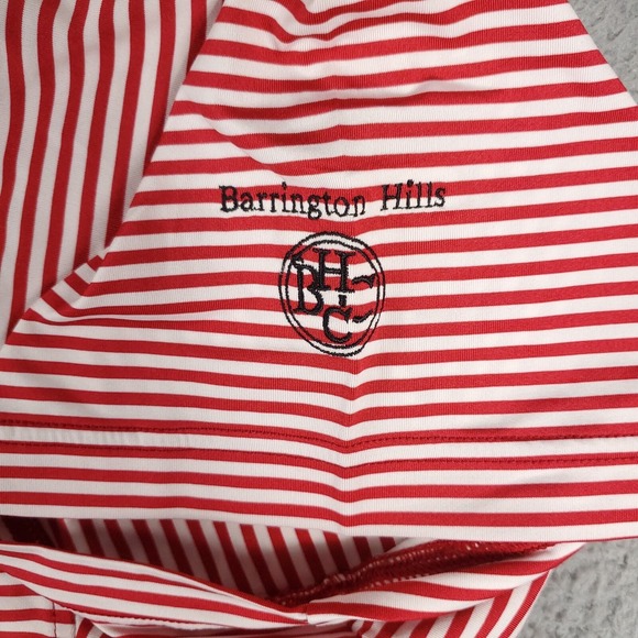 FJ FootJoy Barrington Hills Red White Stripe Prodry Lisle Mens Polo Shirt Large - Picture 3 of 7